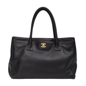 CHANEL BLACK CAVIAR LEATHER CERF EXECUTIVE TOTE BAG 2002